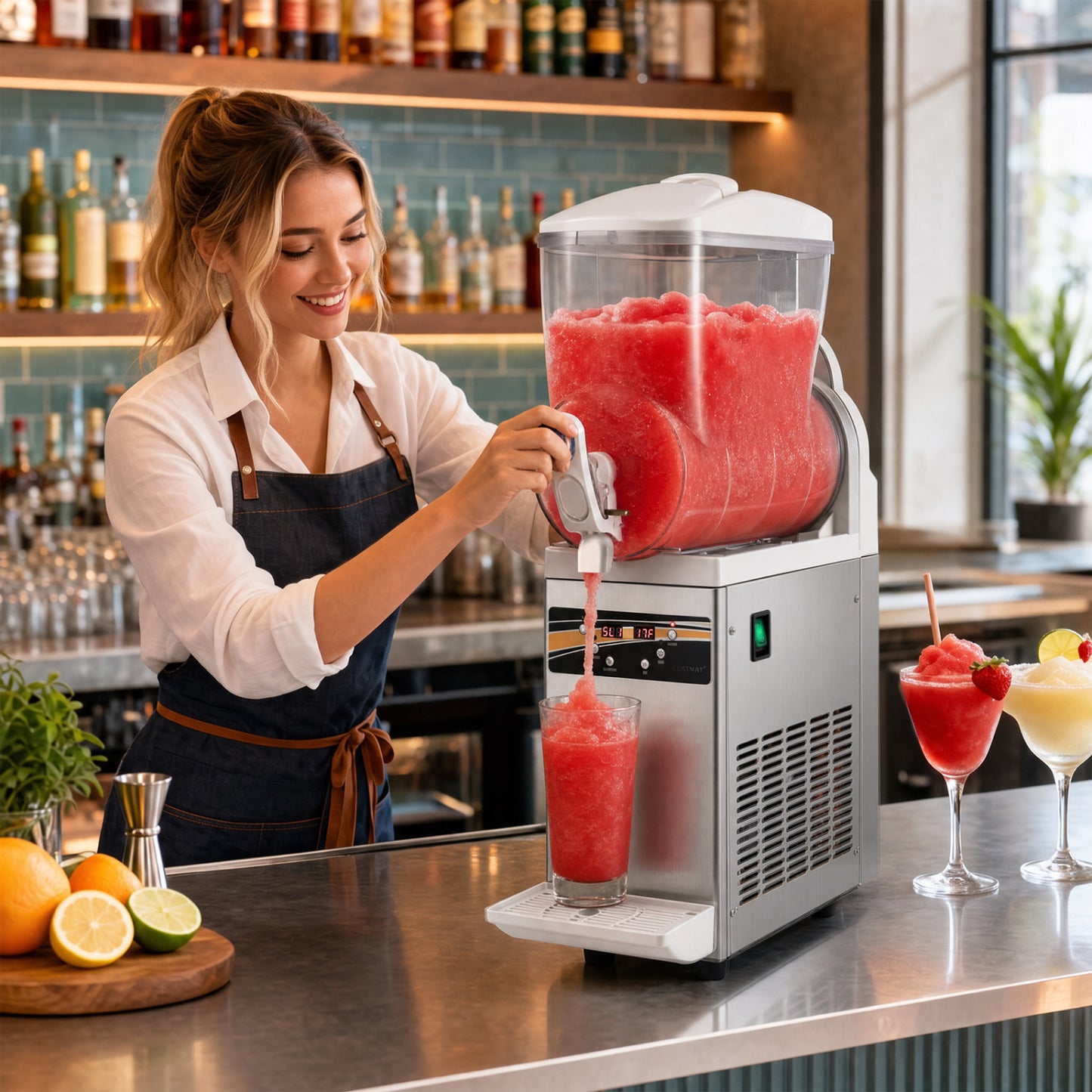 507 oz Commercial Slushy Machine Single Tank No Ice Needed-Silver