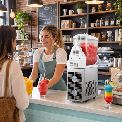507 oz Commercial Slushy Machine Single Tank No Ice Needed-Silver
