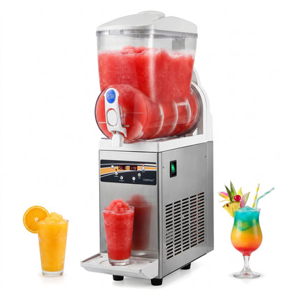 507 oz Commercial Slushy Machine Single Tank No Ice Needed-Silver