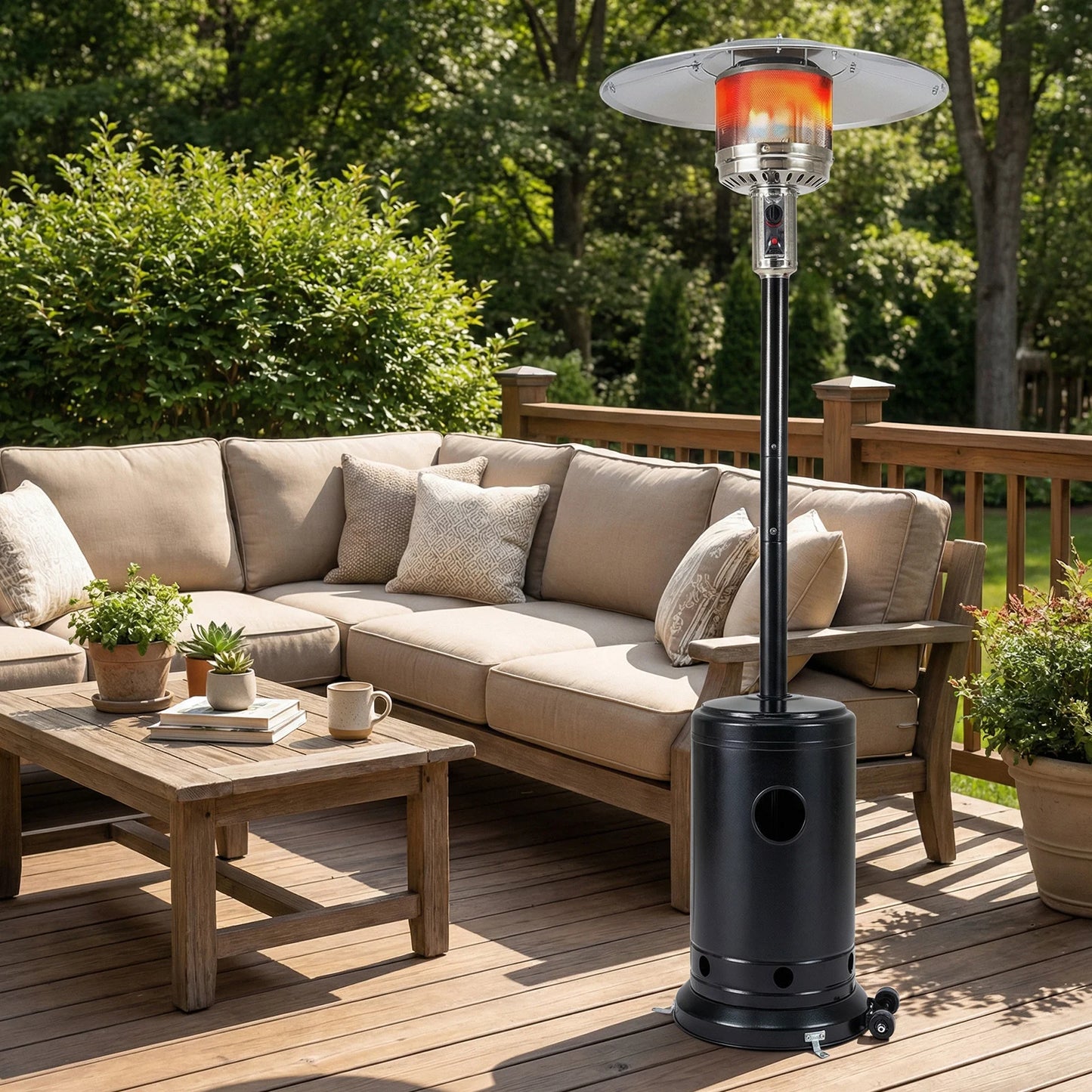 50 000 BTU Patio Propane Gas Heater with Stainless Steel Burner-Black