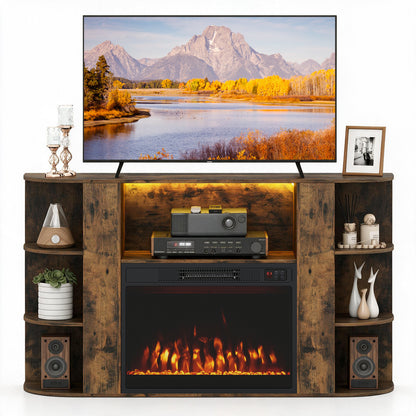 50” Fireplace TV Stand with RGB Lights and 23” Electric Fireplace for Living Room-Natural