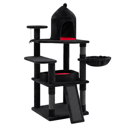 50 Inch Gothic Multi-level Cat Tree with House for Indoor Cats