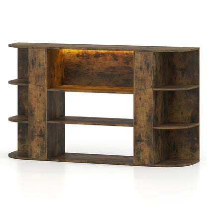 50 Inch TV Stand for 55 Inch TV with RGB Lights Entertainment Center with Adjustable and Removable Shelf-Rustic Brown