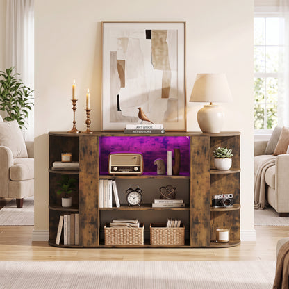 50 Inch TV Stand for 55 Inch TV with RGB Lights Entertainment Center with Adjustable and Removable Shelf-Rustic Brown