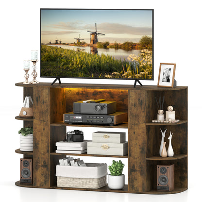 50 Inch TV Stand for 55 Inch TV with RGB Lights Entertainment Center with Adjustable and Removable Shelf-Rustic Brown