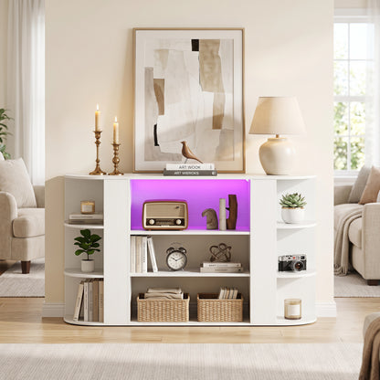 50 Inch TV Stand for 55 Inch TV with RGB Lights Entertainment Center with Adjustable and Removable Shelf-Rustic Brown