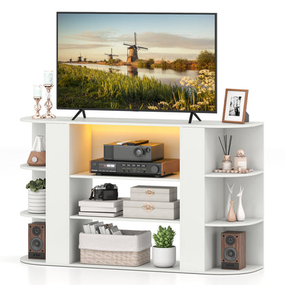 50 Inch TV Stand for 55 Inch TV with RGB Lights Entertainment Center with Adjustable and Removable Shelf-Rustic Brown