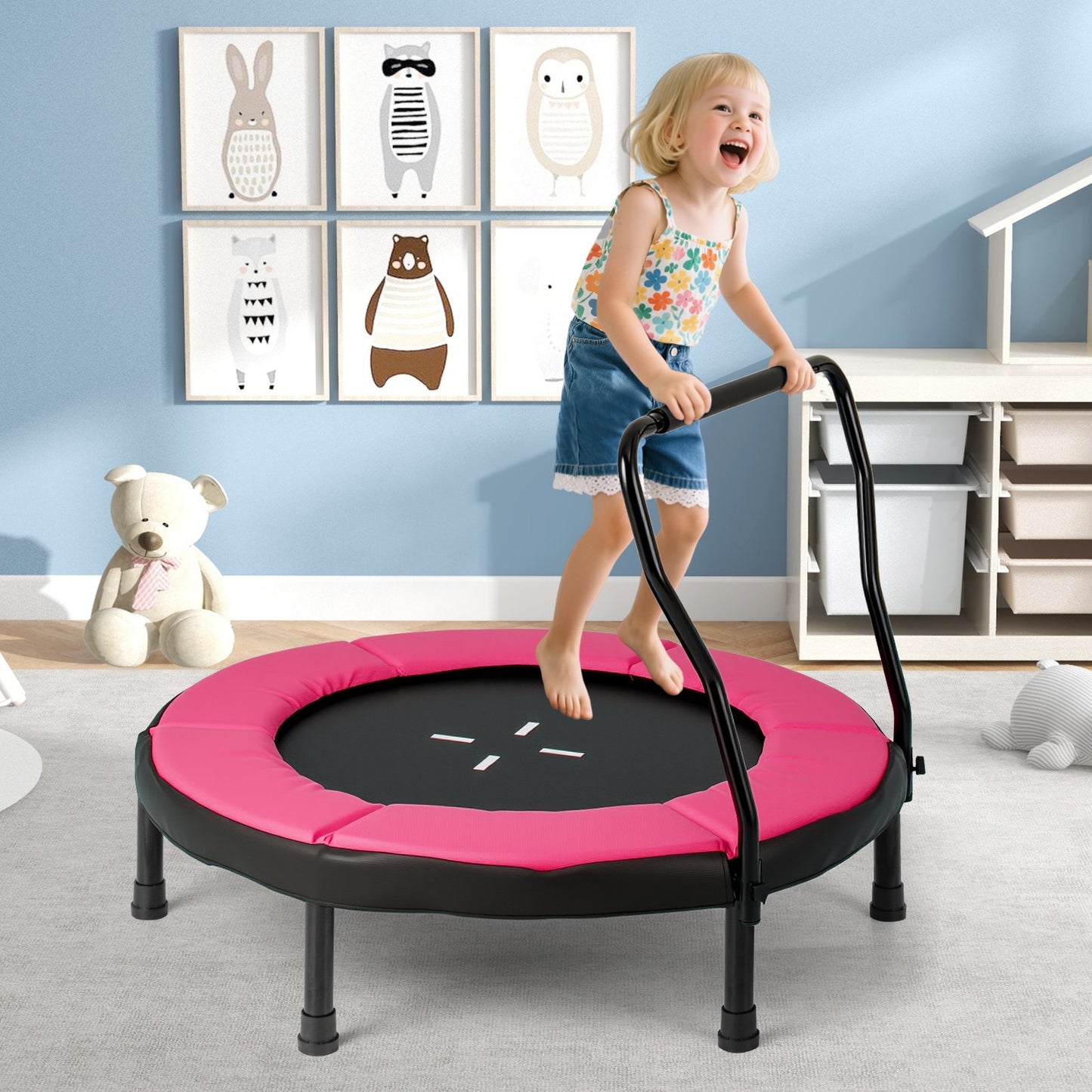 40 Inch Trampoline for Kids Indoor Outdoor Fitness Trampoline-Blue