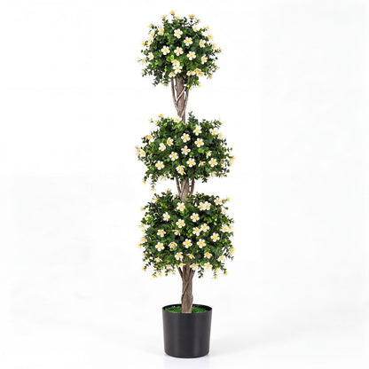 51" Artificial Topiary Tree with 3 Topiary Balls Sun-Resistant Fake Bushes-Purple