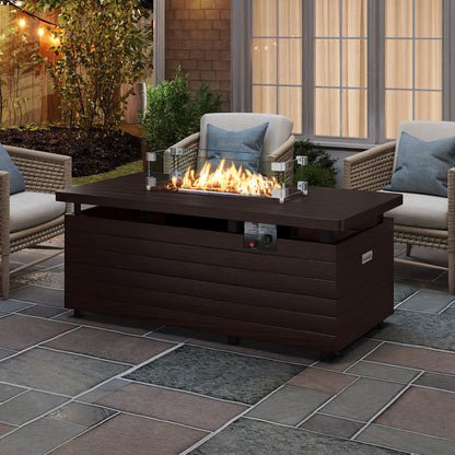 51 Inch Propane Fire Pit Table with Removable Lid-Black