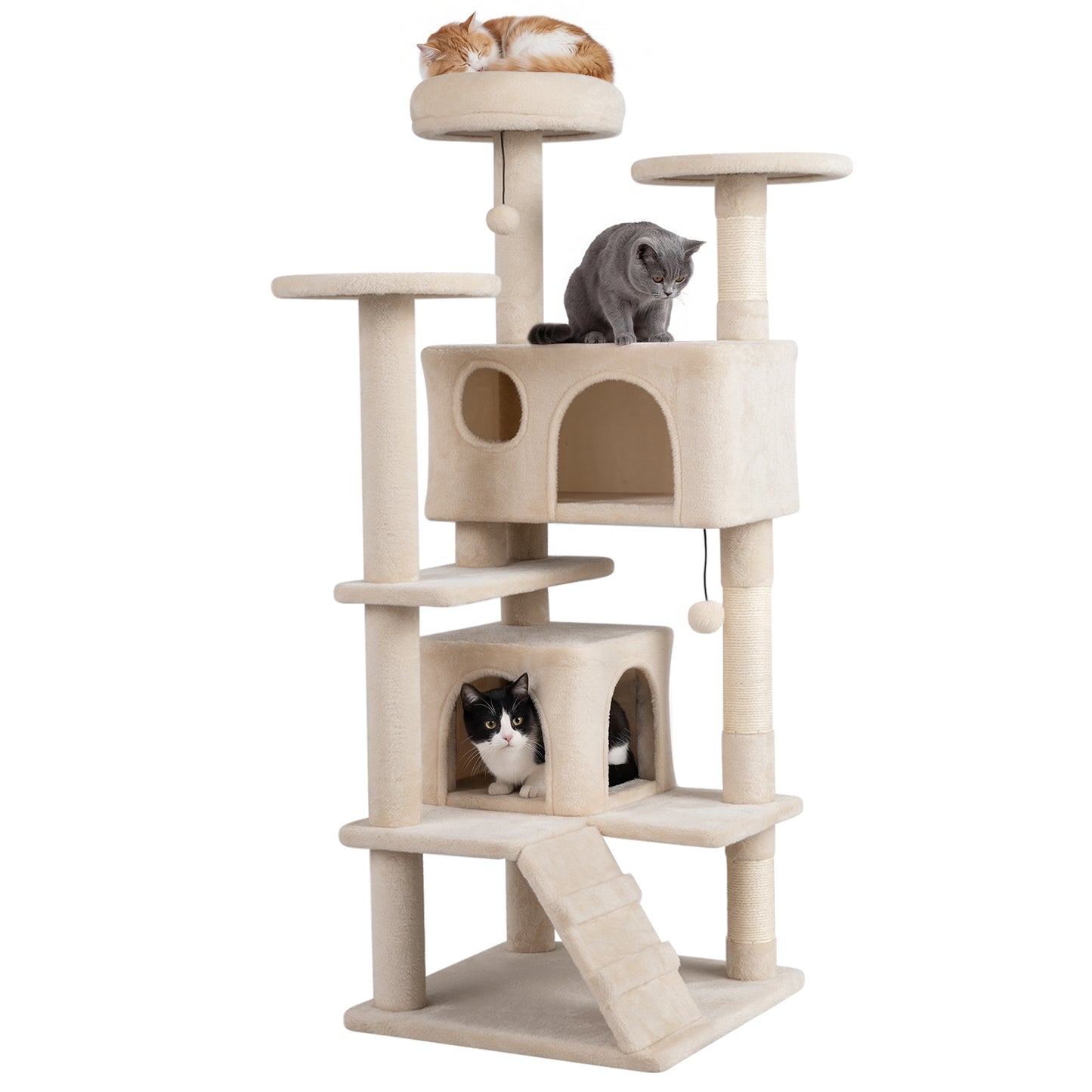 52 Inch Tall Cat Tree Tower for Indoor Cats-Beige