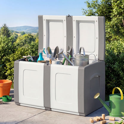 53 Gallon Patio Container with Lockable Lid  for Packages and Garden-Beige