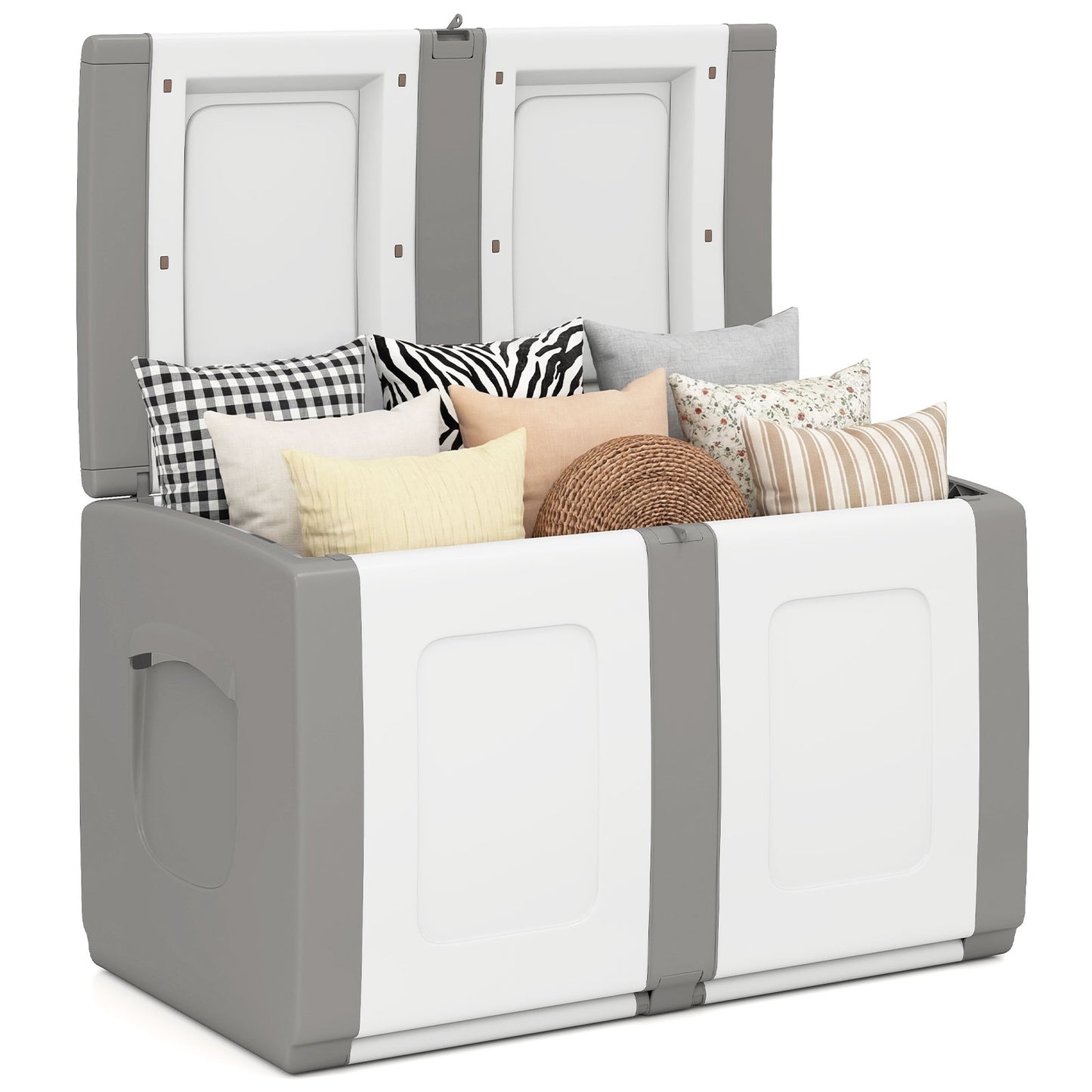 53 Gallon Patio Container with Lockable Lid  for Packages and Garden-Beige
