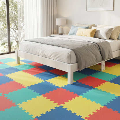 Beige EVA foam floor tiles with non-slip surface and borders, 54-piece pack for home gym flooring by Wilsons Home Store