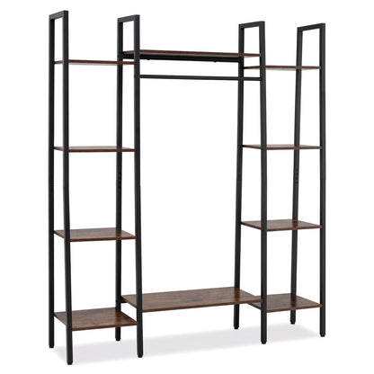 55.5 inch Tall Plant Stand 10-Tier Plant Rack with 16 Colors LED Strip Lights-Rustic Brown