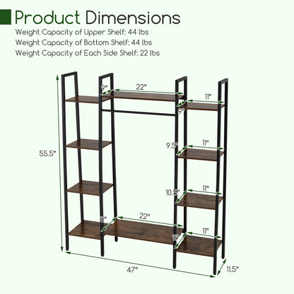 55.5 inch Tall Plant Stand 10-Tier Plant Rack with 16 Colors LED Strip Lights-Rustic Brown