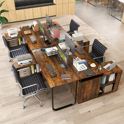 55 Inch Reversible L Shaped Desk with 3 Drawers Home Office Desk with Adjustable Shelf-Rustic Brown