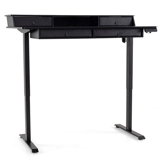 55 Inch x 27 Inch Electric Standing Desk with Drawers-Black
