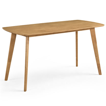 55" Solid Wood Dining Table for 4-6 People with Rounded Edges-Natural