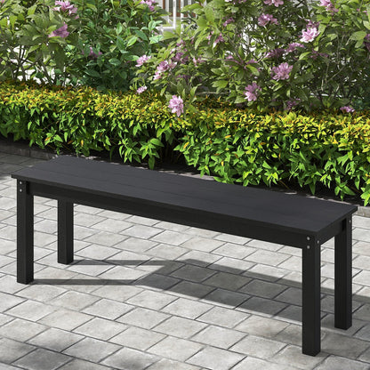 55" HDPE Outdoor Bench 2-3 People Weatherproof Backless Patio Garden Bench-Black