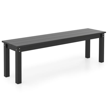 55" HDPE Outdoor Bench 2-3 People Weatherproof Backless Patio Garden Bench-Black