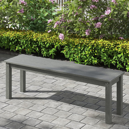 55" HDPE Outdoor Bench 2-3 People Weatherproof Backless Patio Garden Bench-Black
