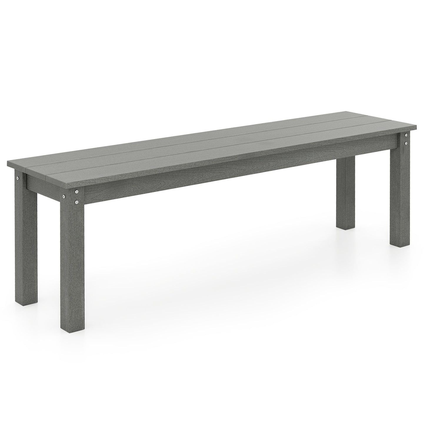 55" HDPE Outdoor Bench 2-3 People Weatherproof Backless Patio Garden Bench-Black