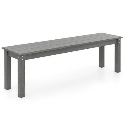 55" HDPE Outdoor Bench 2-3 People Weatherproof Backless Patio Garden Bench-Black