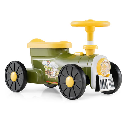Ride on Toy with Steering Wheel and Train Whistle Sound Button-Beige