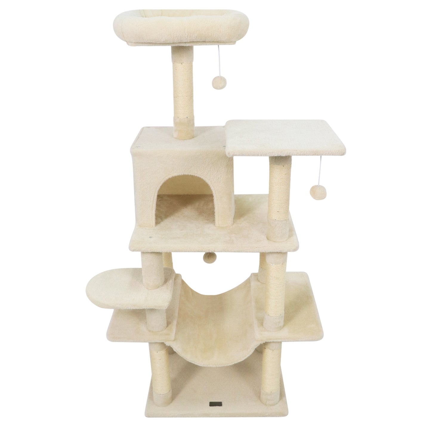 58" Multi-Level Cat Tree Soft Plush Cat Tower with Padded Top Perch-Beige