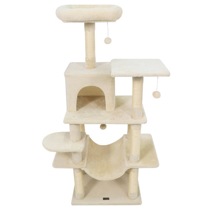 58" Multi-Level Cat Tree Soft Plush Cat Tower with Padded Top Perch-Beige