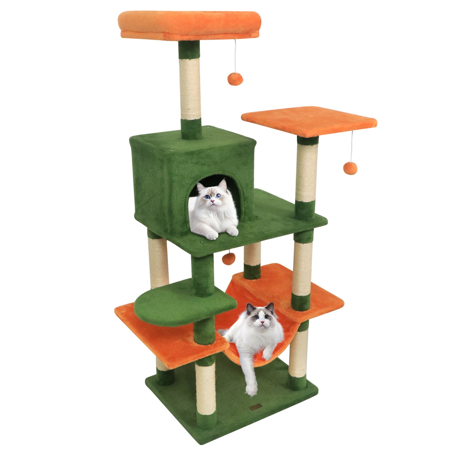 58" Multi-Level Cat Tree Soft Plush Cat Tower with Padded Top Perch-Beige