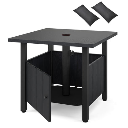 Outdoor Side Table with 1.89" Umbrella Hole Patio Umbrella Table Base Stand-Black
