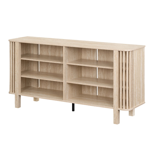59 Inch TV Stand for TVs Up to 55 Inches with Adjustable Shelves-Natural