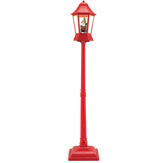 5.3 Feet Musical Christmas Street Lamp with 60 Warm White LED Lights-Red
