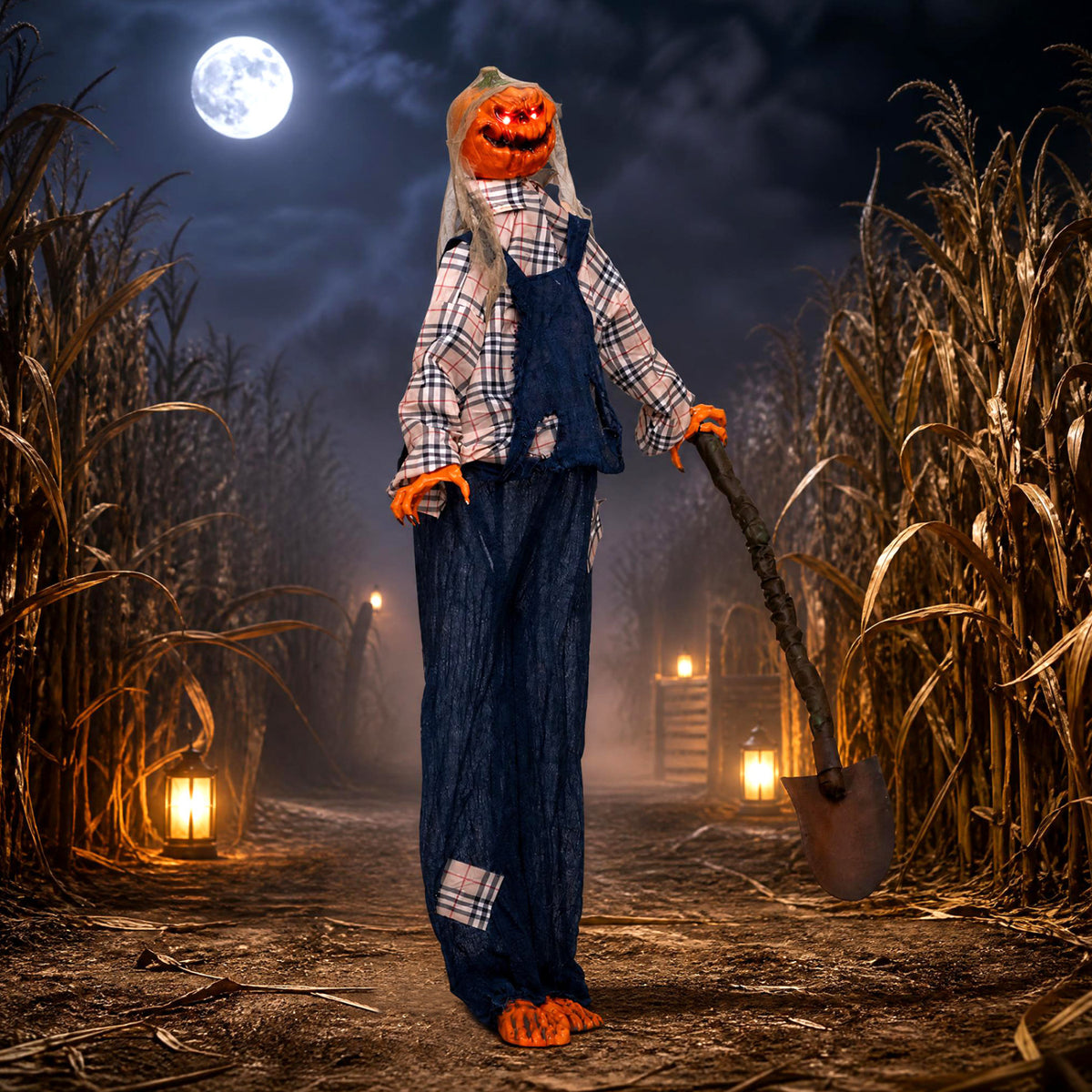 5.3 ft Halloween Decoration Outdoor with Red Eyes and Shovel