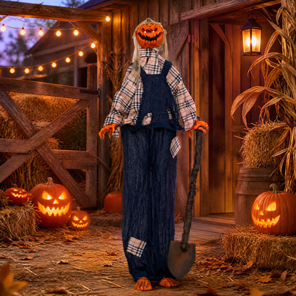 5.3 ft Halloween Decoration Outdoor with Red Eyes and Shovel