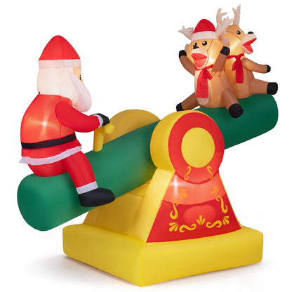 5.5 FT Inflatable Christmas Teeter Totter Outdoor Decoration with Built-in LED Lights for Garden Yard