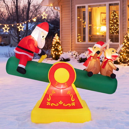 5.5 FT Inflatable Christmas Teeter Totter Outdoor Decoration with Built-in LED Lights for Garden Yard