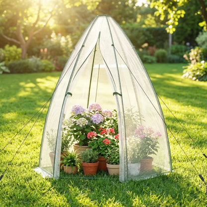 5.5 x 5.5 x 6 Feett Portable Garden Mini Greenhouse with All-Weather PE Cover-White