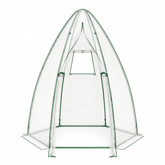 5.5 x 5.5 x 6 Feett Portable Garden Mini Greenhouse with All-Weather PE Cover-White