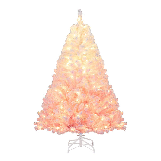 5/6/7/8 FT Artificial Christmas Tree with Warm White LED Lights and 8 Modes for Holiday-5 Feet