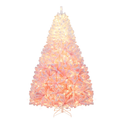 5/6/7/8 FT Artificial Christmas Tree with Warm White LED Lights and 8 Modes for Holiday-5 Feet