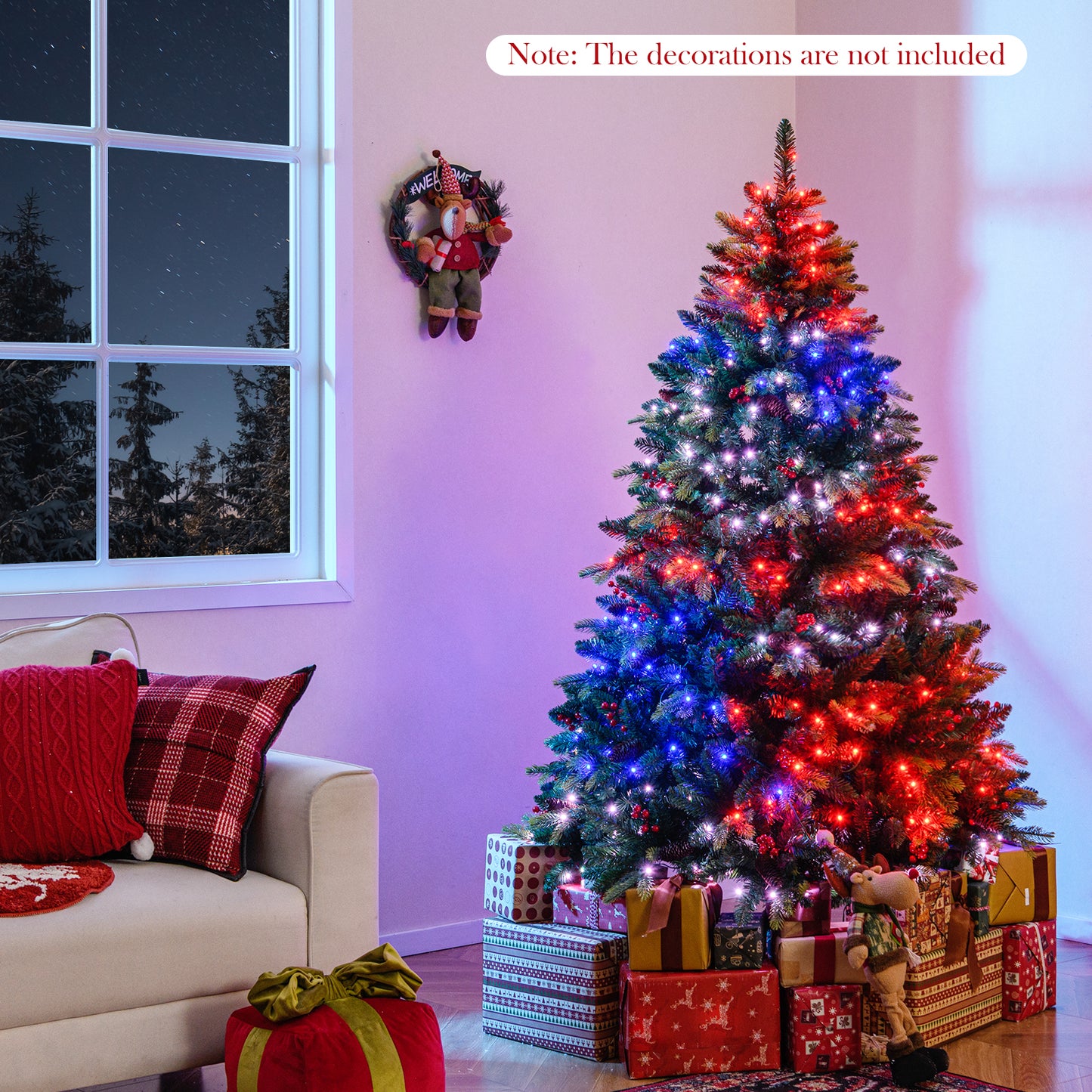 5/6/7/8 FT Artificial Christmas Tree with LED Lights and Remote APP Control-6 ft