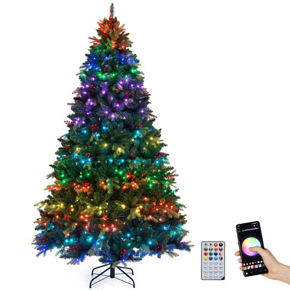 5/6/7/8 FT Artificial Christmas Tree with LED Lights and Remote APP Control-8 ft