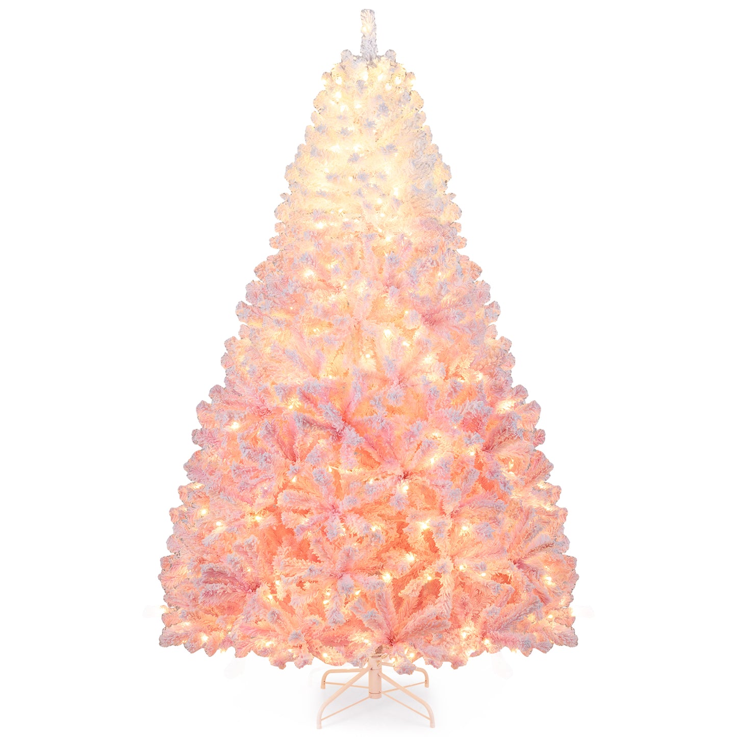 5/6/7/8 FT Artificial Christmas Tree with Warm White LED Lights and 8 Modes for Holiday-7 Feet