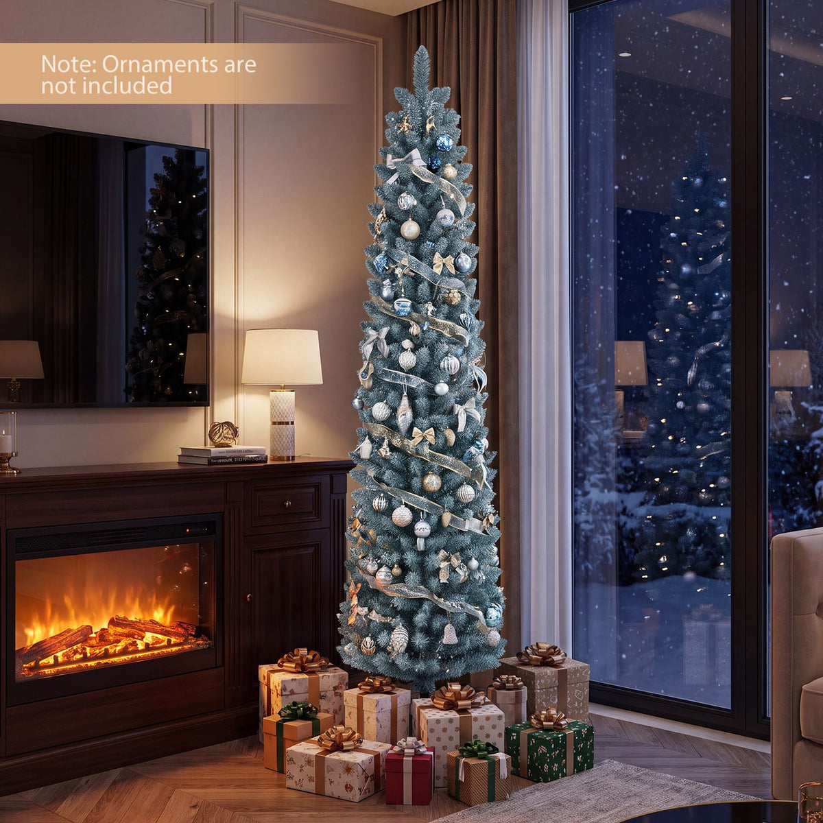 7-foot artificial Christmas tree with 418 PVC branch tips, realistic holiday decor by Wilsons Home Store