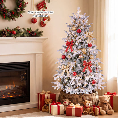 5/6/7/8 Feet Pre-Lit Artificial Christmas Tree with Warm White LED Lights-6 FT