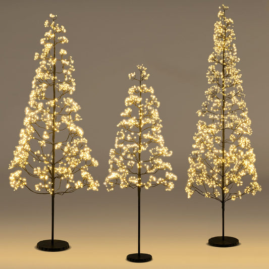 5, 6, or 7 ft lighted Alpine Christmas tree with 1000, 1500, or 2100 warm white LED lights, holiday decor by Wilsons Home Store