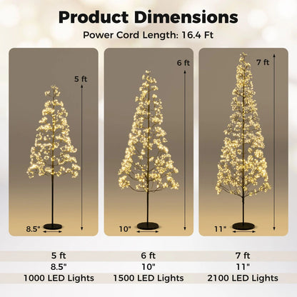 5/6/7 FT Lighted Alpine Tree with 1000/1500/2100 Warm White LED Lights